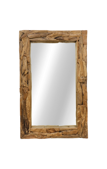 Miroir mural Root - 200x7-9x100 - Naturel - Racine de teck/verre