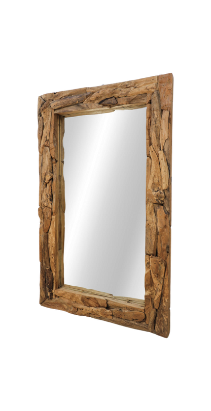 Miroir mural Root - 200x7-9x100 - Naturel - Racine de teck/verre