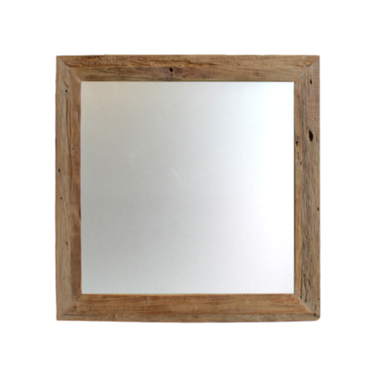 Miroir mural Rustic - 100x100 cm - bois flotté teck