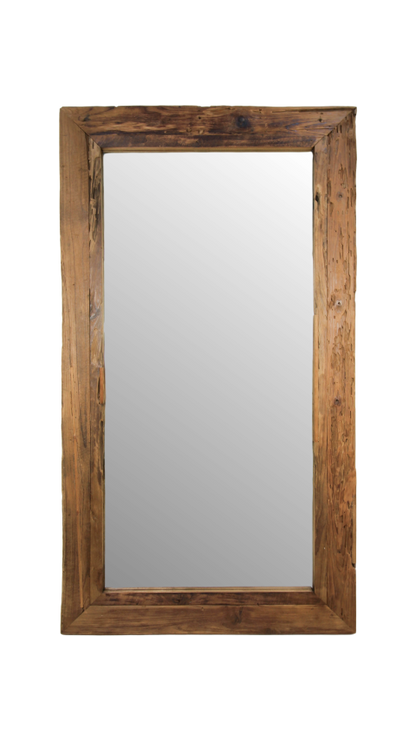 Miroir mural Rustic - 200x100 cm - bois flotté teck