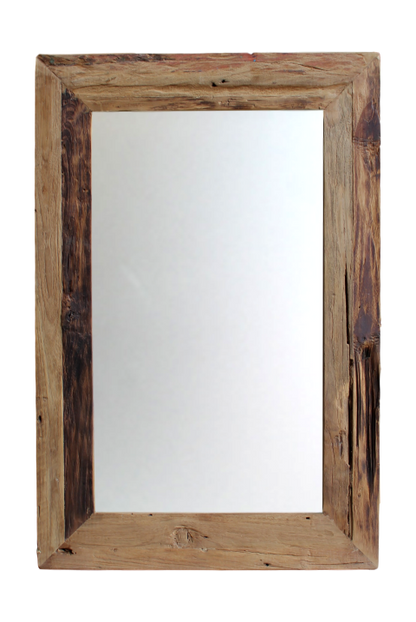 Miroir mural Rustic - 80x50 cm - bois flotté teck