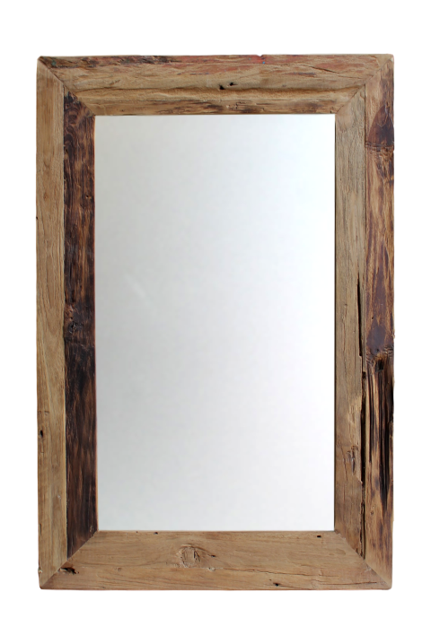 Miroir mural Rustic - 90x70 cm - bois flotté teck