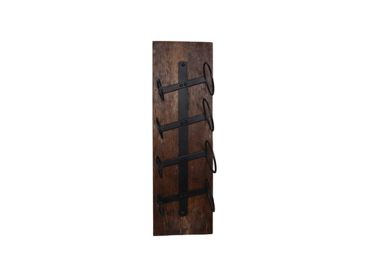 Casier à vin 4 bouteilles - 20x14x65 - Marron/noir - Vieux bois/métal